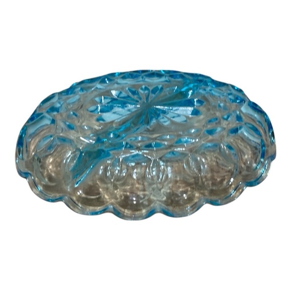 Vintage Anchor Hocking Segmented Blue Glass Candy-Nut Dish - Picture 3 of 3